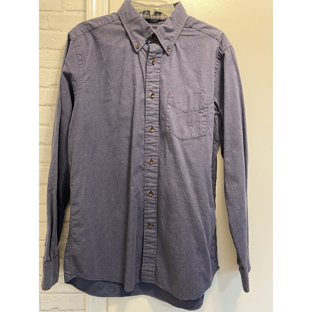 Tommy Hilfiger Slim Fit Shirt Size M Blue Mens Long Sleeve Button Down Collar